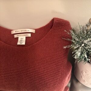 100% Cashmere🤍 Max Studio Ruby Knit Sweater Shirttail Hem